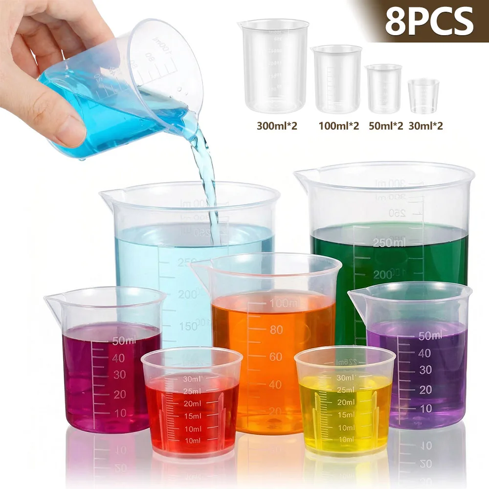 Plastic Cup 50Pcs - 8 Pcs Plastic Measuring Cup Set