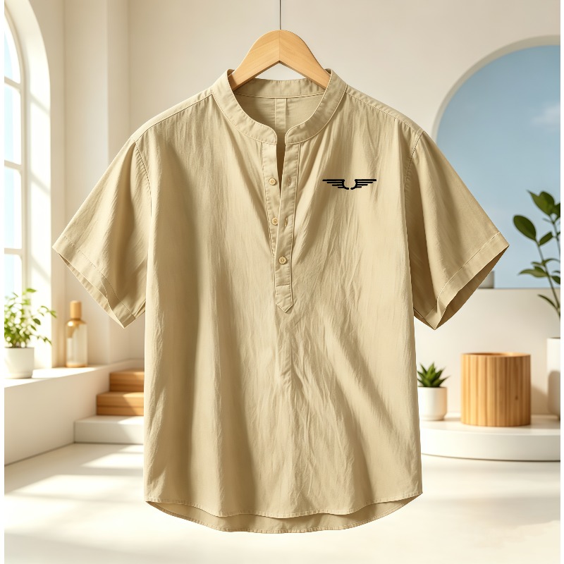 Event Support - Men's cotton and linen Henley collar