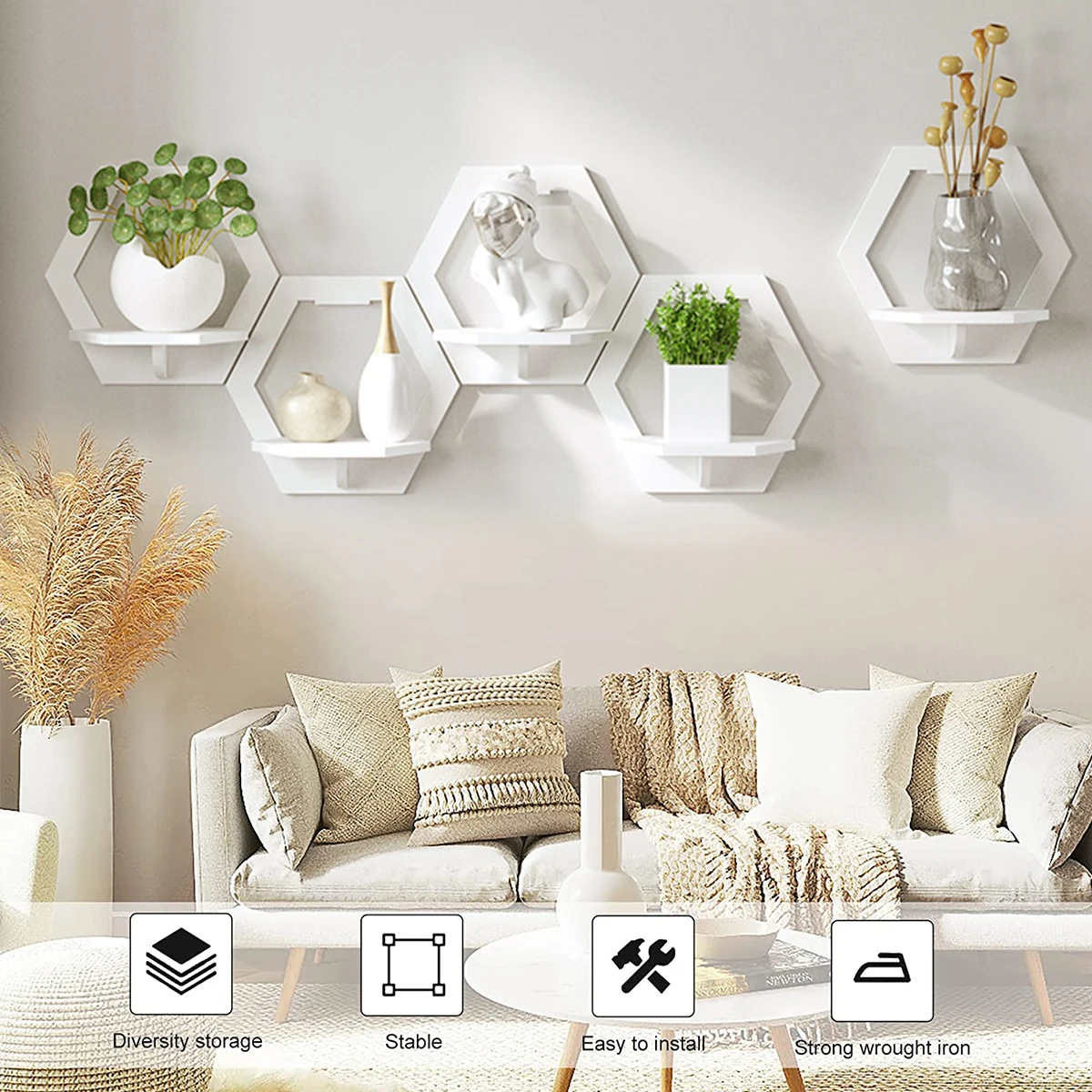 3Pcs Hexagon Wall Shelf Punch  - đánh giá và giá Flower Wall Panel