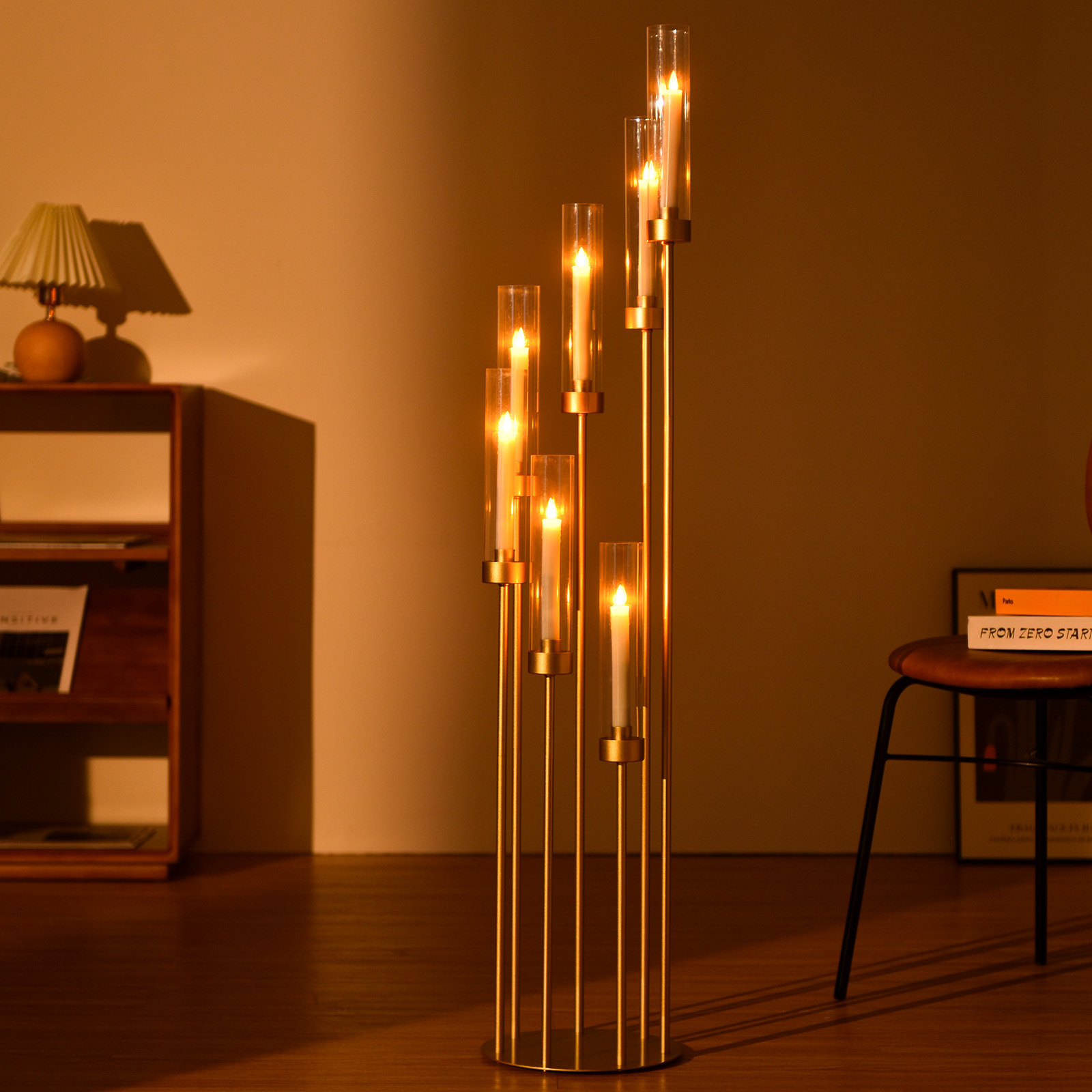 4 Sets 7-Arm Gold Floor Candel - đánh giá và giá Centerpiece Stick