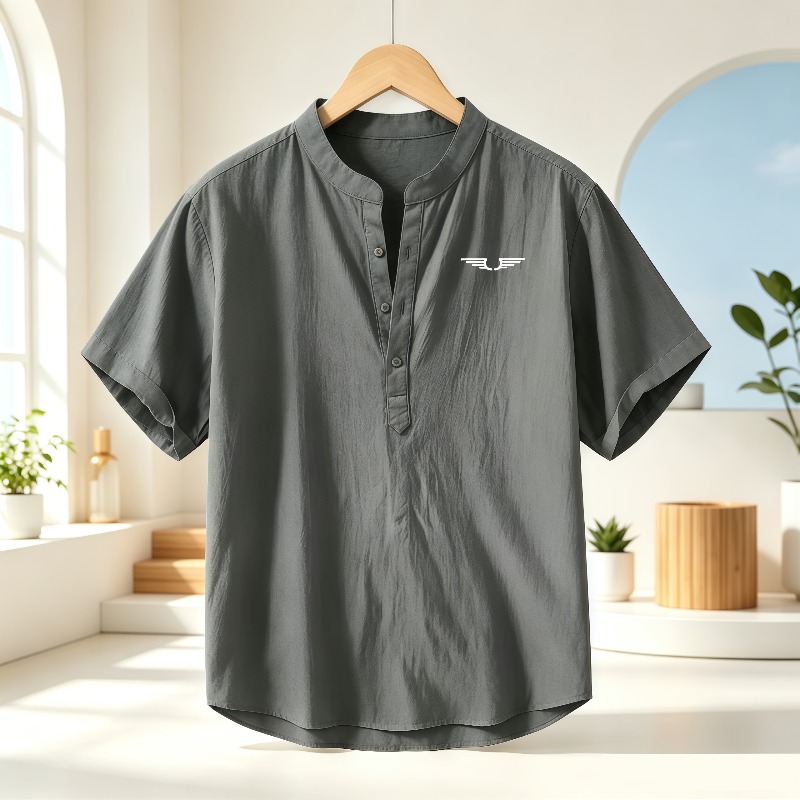Men's cotton and linen Henley  - đánh giá và giá Event Support