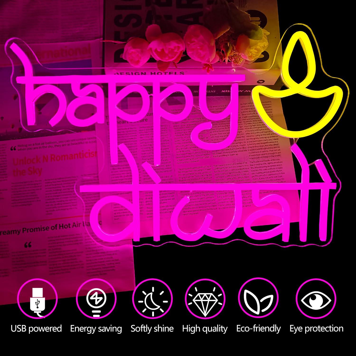 Happy Diwali Neon Sign USB Pow - đánh giá và giá Neon Sign Party