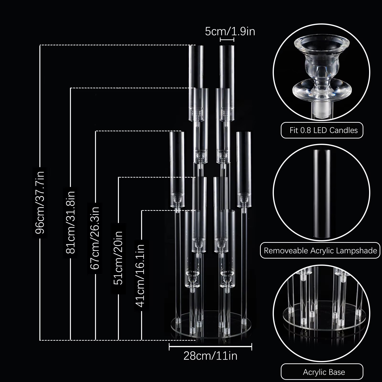 10 Arm Acrylic Candelabra Cent - đánh giá và giá Centerpiece Stick