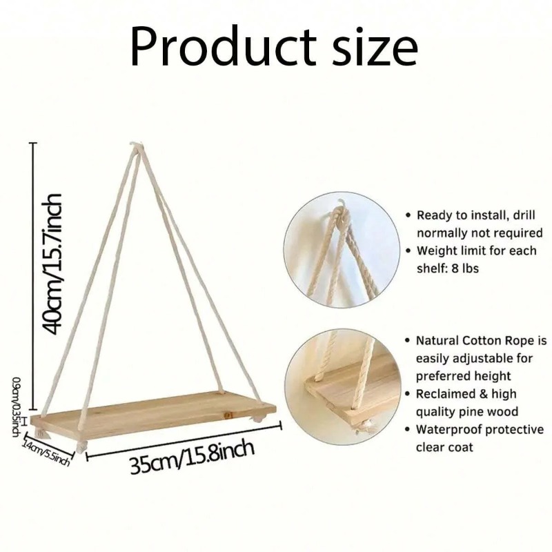 1PC Wooden Swing Hanging Hemp  - đánh giá và giá Flower Wall Panel