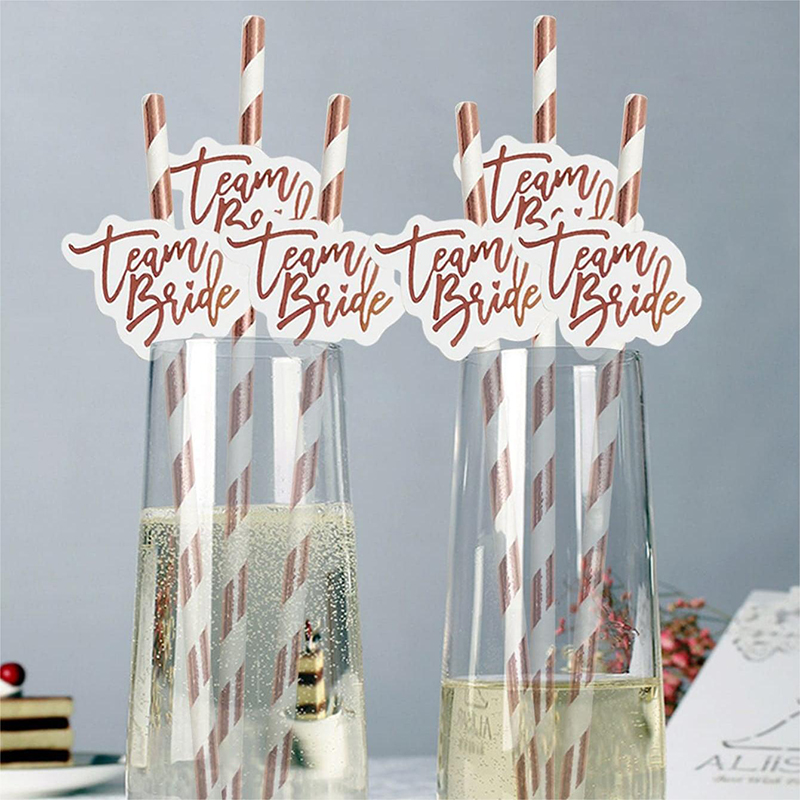 10pcs Team Bride Rose Gold Str - đánh giá và giá Paper Straw Color