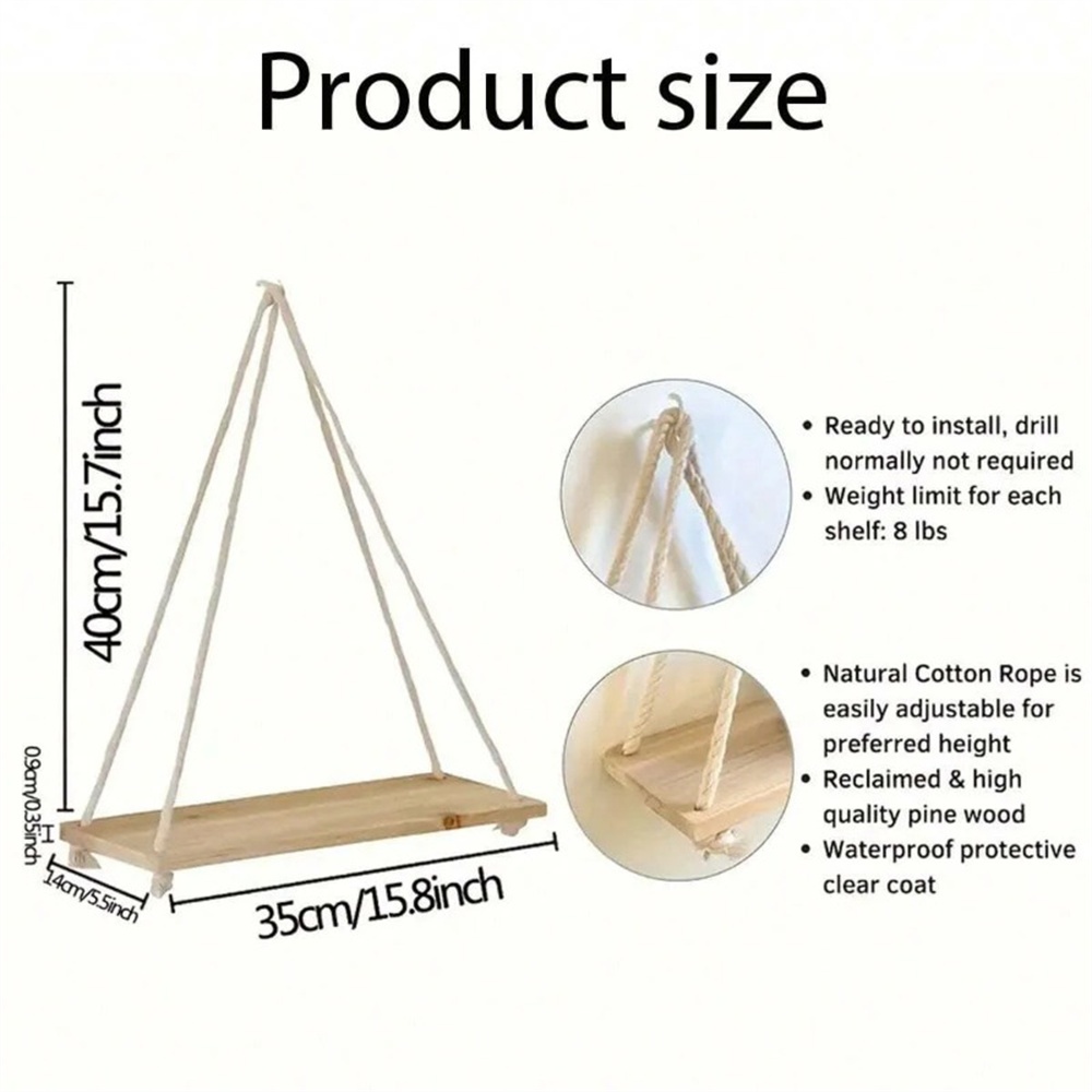 1pc Wood Hanging Shelve Swing  - đánh giá và giá Flower Wall Panel