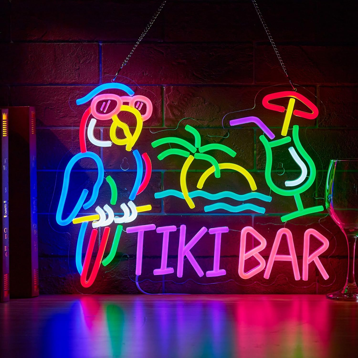 Tiki Bar Parrot Palm Tree Neon - đánh giá và giá Neon Sign Party