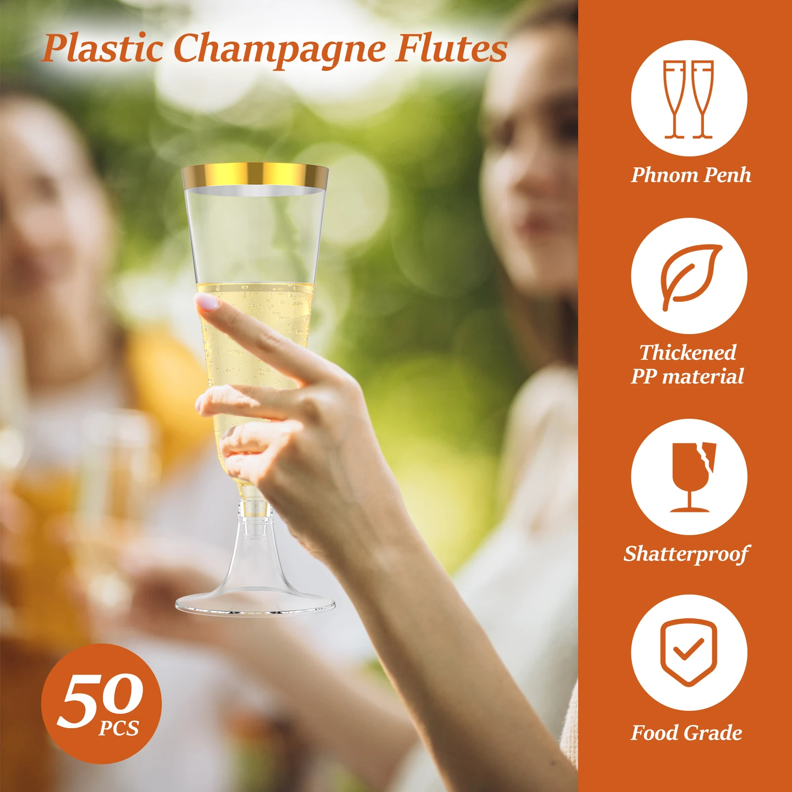 50Pcs Plastic Champagne Flutes - đánh giá và giá Plastic Cup 50Pcs