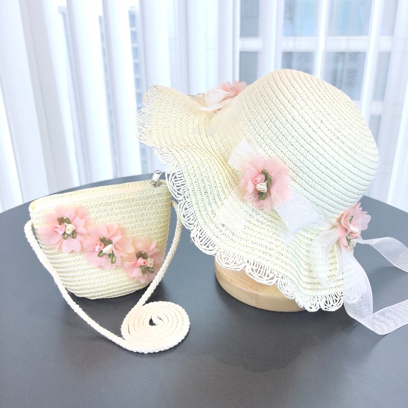 Girls 2pcs Straw Hat Solid Col - đánh giá và giá Paper Straw Color