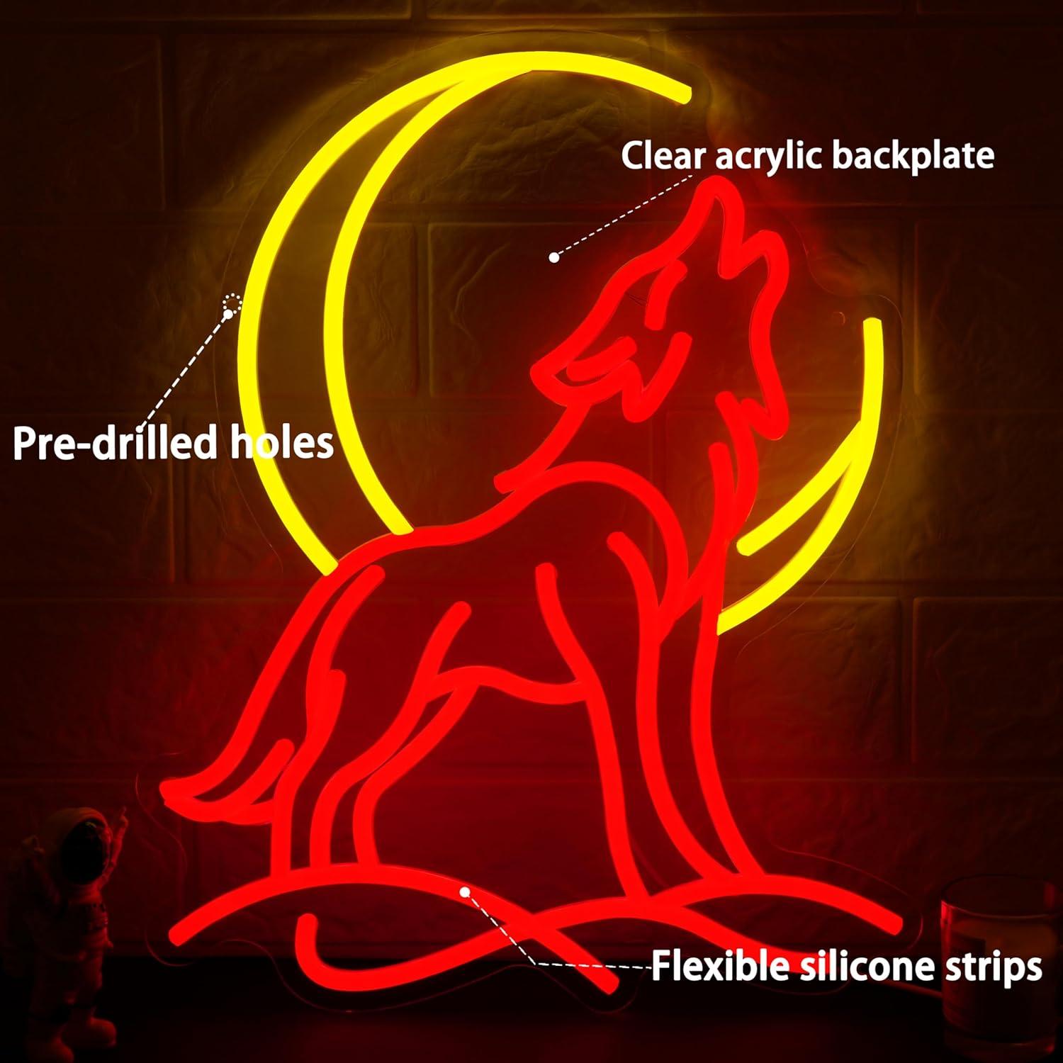 Howling Wolf Neon Sign Dimmabl - đánh giá và giá Neon Sign Party